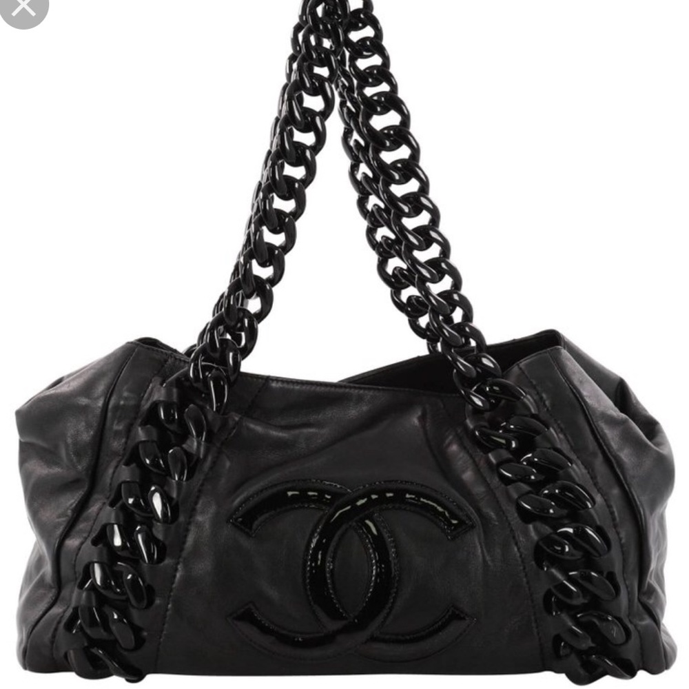 Authentic Chanel Glazed Chain Leather Tote